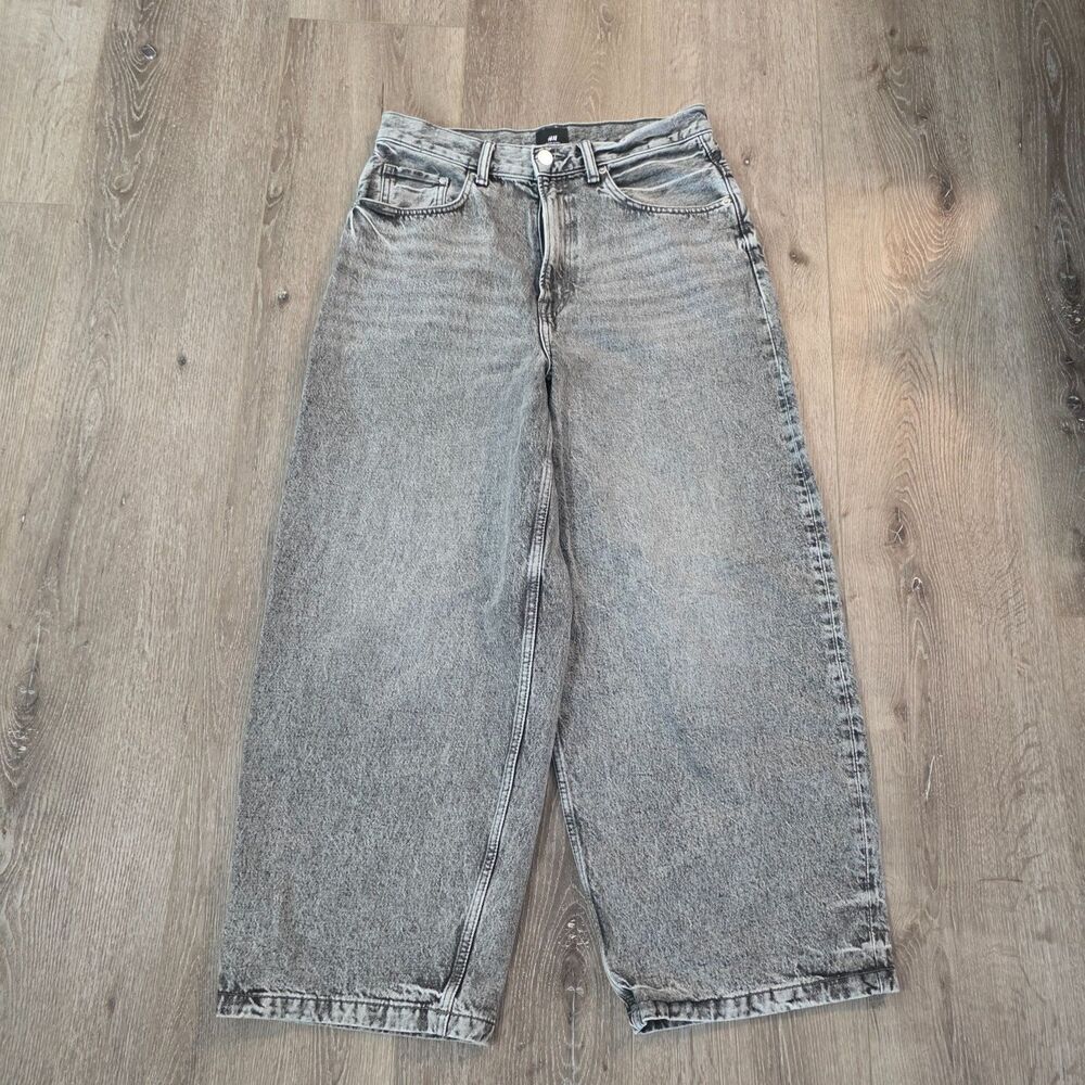 H&M Super Baggy Fit Coupe Ultra Jeans 30x30 Black Acid Denim Y2K Skater Grunge